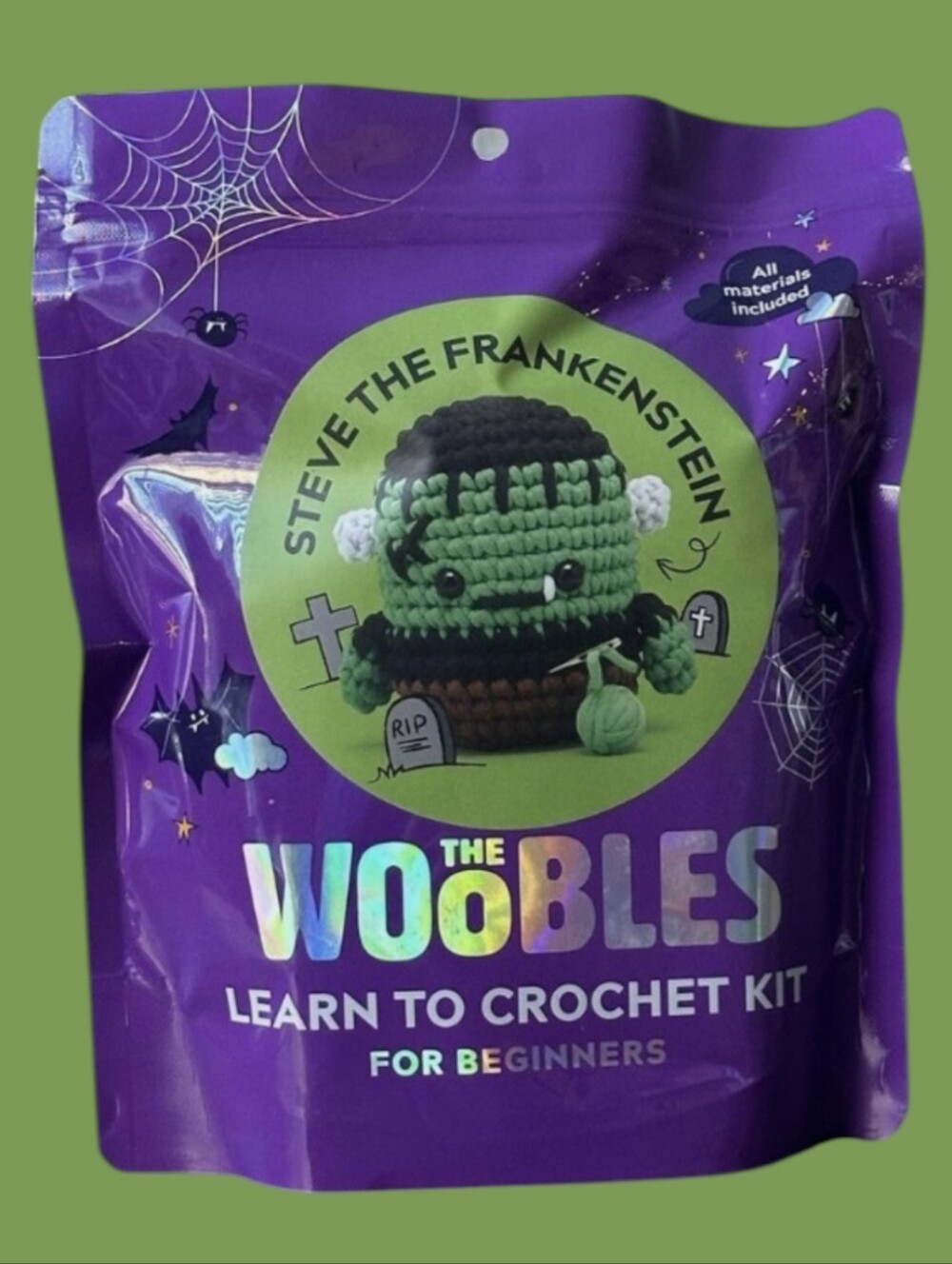 STEVE The FRANKENSTEIN The Woobles Learn To Crochet Kit For Beginners With Hook